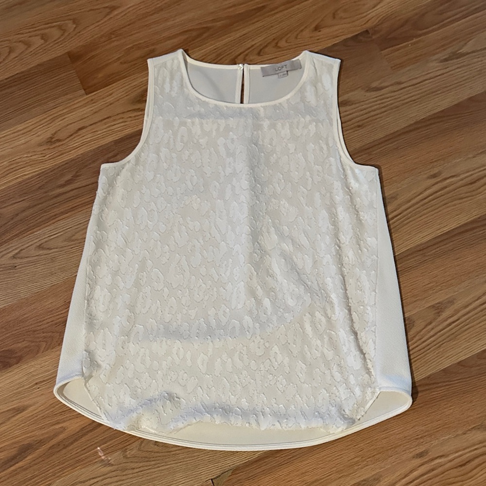 LOFT Ivory Sleeveless Textured Blouse